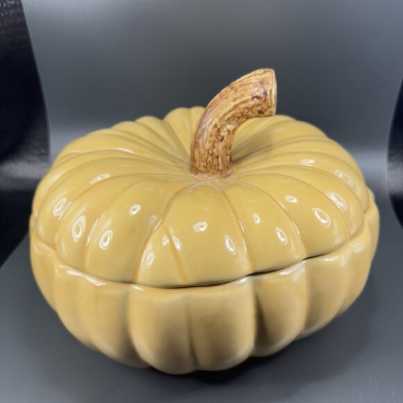Williams Sonoma Large Pumpkin Canister Jar Container Cookie Jar Covered Dish VTG - Picture 12 of 15